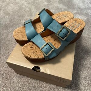 Kork-ease turquoise clog slides wedges 8 euro 39 leather sandals